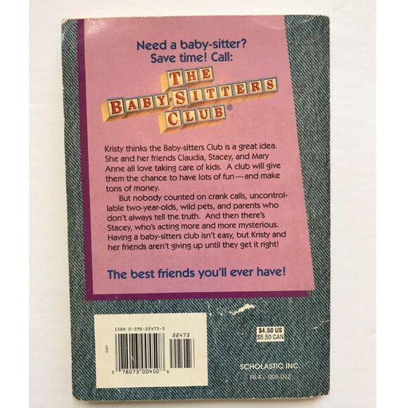 The Babysitters Club #1 Kristys Great Idea Paperback Chapter Book - Picture 3 of 3